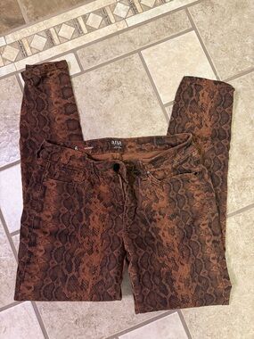 ana like new Brown Snake Print Skinny Jeans